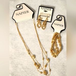 Napier Gold Tone Necklace Earring and Bracelet Set **Last Chance**